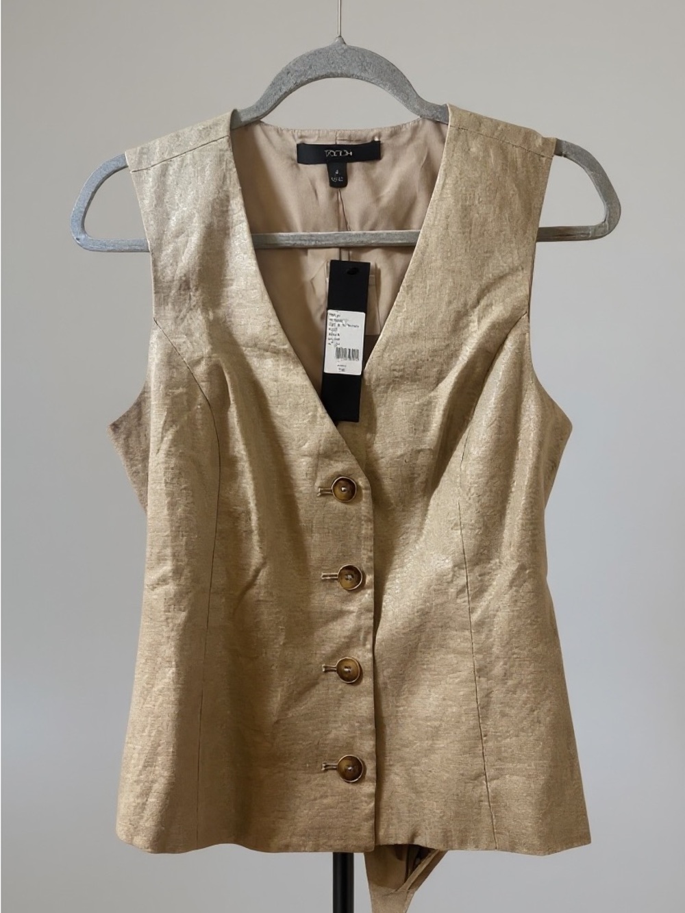 TOCCUB Linen-Blend Button Front Vest